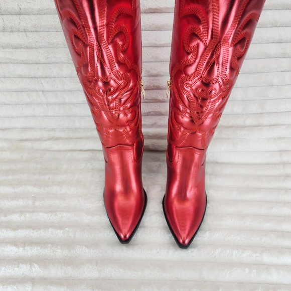 Berness Metallic Red Western Boots - Picture 12 of 16